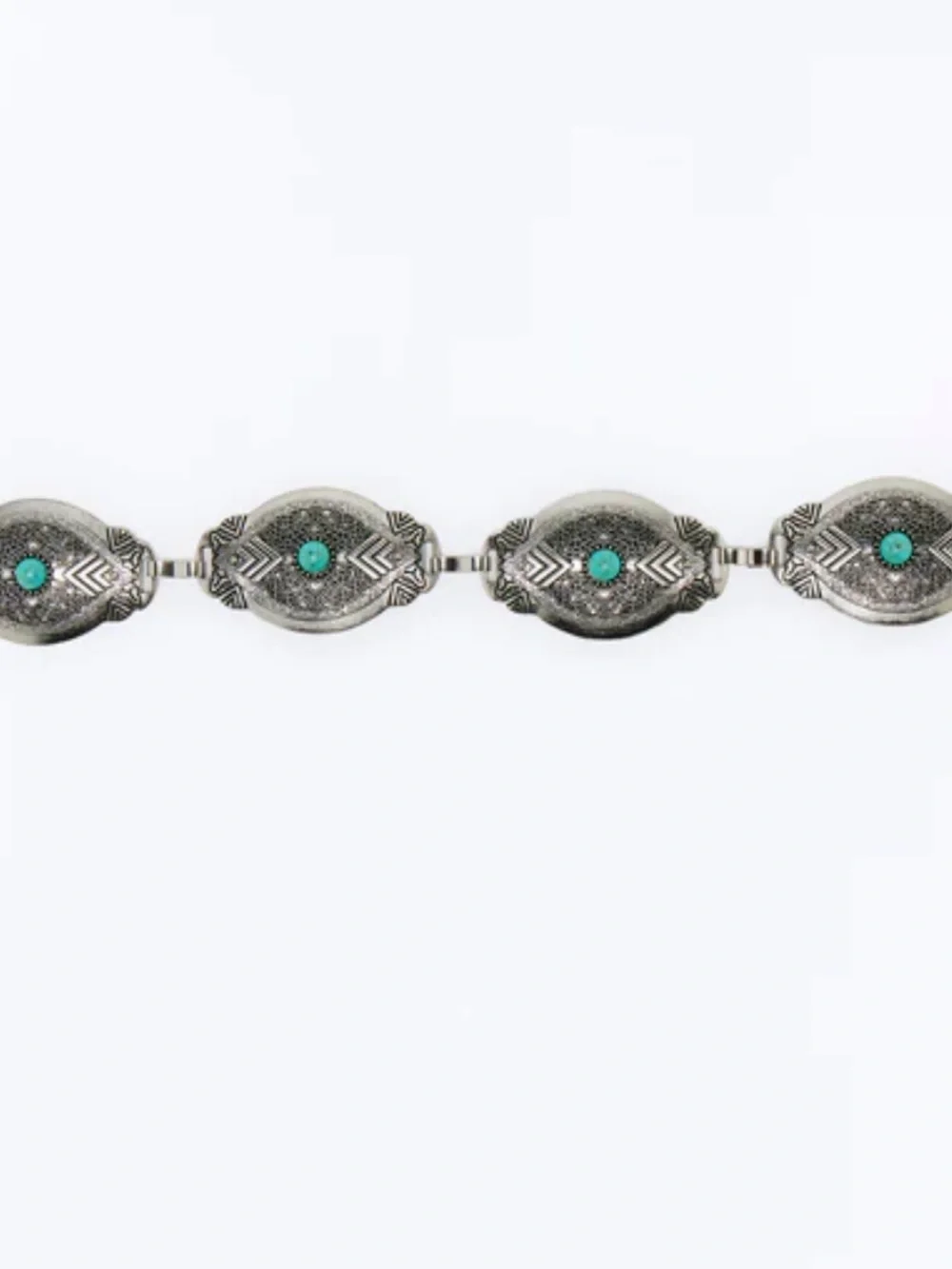 Boho Style Chain Belt with Turquoise Accents, Silver Tone - Picture 6 of 6